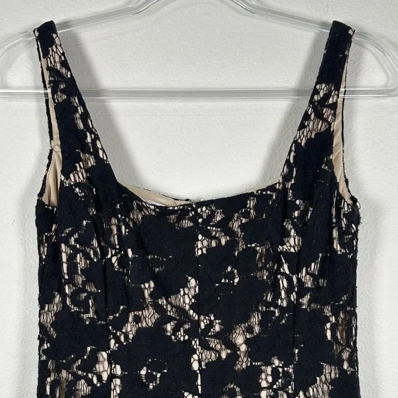 Maggy London Black Nude Floral Lace Fit & Flare Mini Dress Women’s 6 - Picture 4 of 8